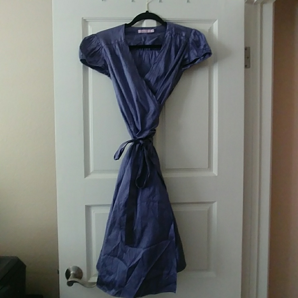 Calypso Periwinkle short sleeve wrap dress.
